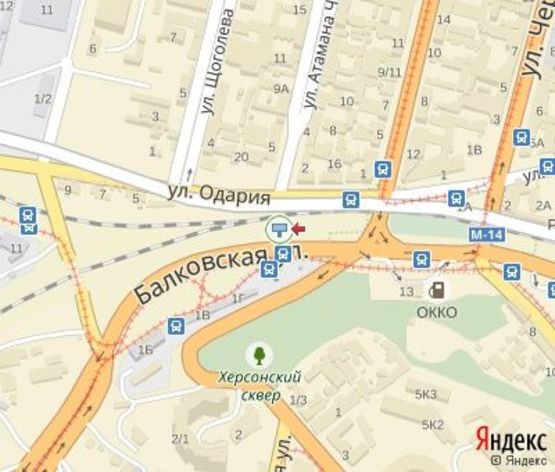 Схема рекламной плоскости по адресу Балковская ул. - Херсонский сквер (Пересыпский мост)