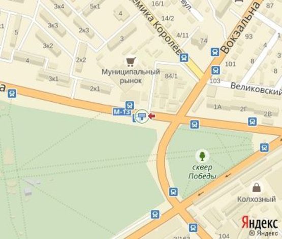 Схема рекламной плоскости по адресу Тельнова ул. - Вокзальная ул. (возле остановки)