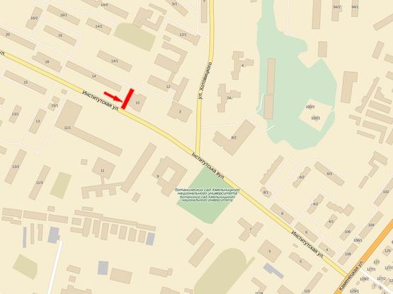Схема рекламной плоскости по адресу Институтская ул., возле Хмельницкого Национального Университета, 4 корпус