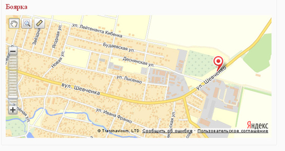 Схема рекламної площини за адресою ул. Шевченко