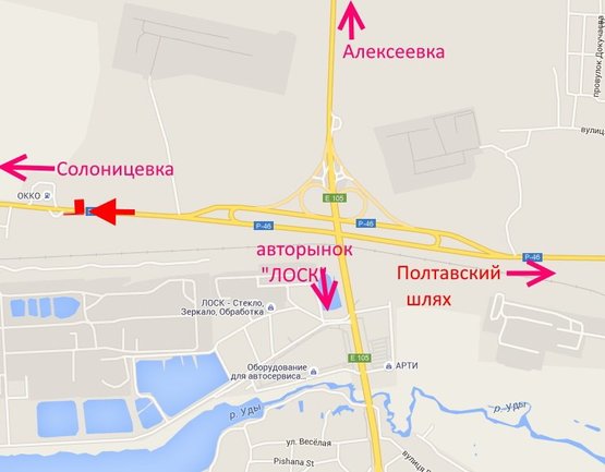 Схема рекламної площини за адресою ул.Залютинская -возле АЗС ОККО - флажок№4-выезд из города в ст. Солоницевки