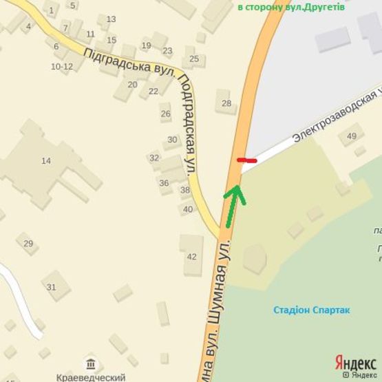 Схема рекламной плоскости по адресу вул.Шумна -Електрозаводська(перехрестя), АЗС, Готель Унгварський, напрям-вул.Другетів