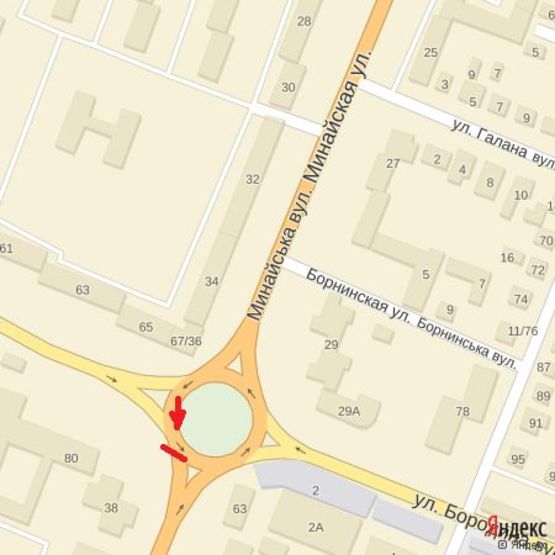 Схема рекламной плоскости по адресу вул.Грушевського-Минайська (транспортне кільце)