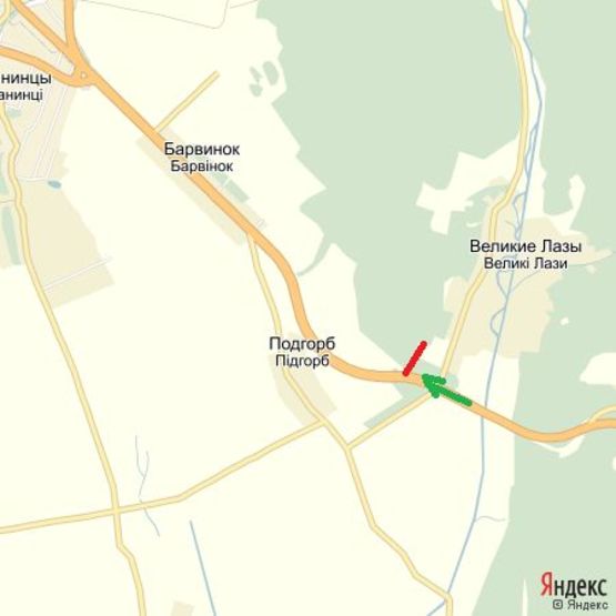 Схема рекламної площини за адресою Автодорога Київ-Чоп, район с.В.Лази,  напрям-Ужгород (3 км)