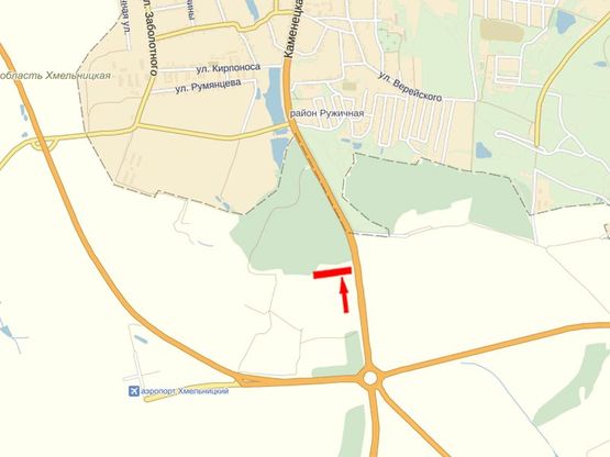 Схема рекламної площини за адресою Каменецкое шоссе, возле аэропорта, рын-ка "Караван"