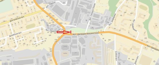 Схема рекламной плоскости по адресу вул.Дж.Вашингтона-Зелена 147