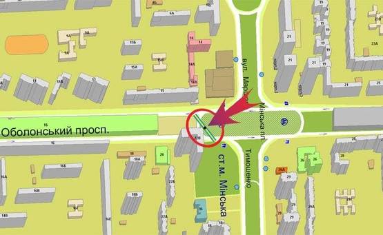 Схема рекламной плоскости по адресу Тимошенко/М"Минская" (В) - на Петровку правый