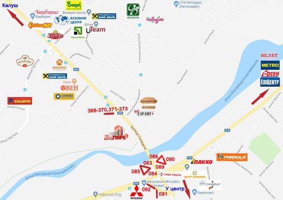 Схема рекламной плоскости по адресу Галицька-Целевича (міст)  верх А (призма)