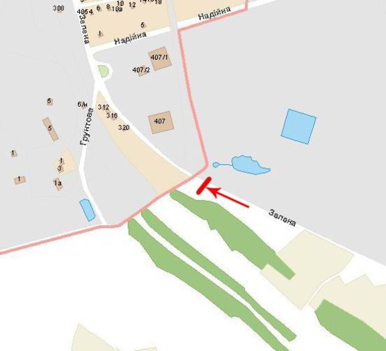 Схема рекламной плоскости по адресу вул.Зелена