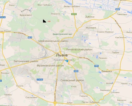 Схема рекламной плоскости по адресу с.Брюховичі