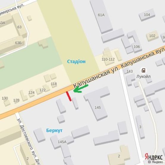 Схема рекламной плоскости по адресу вул.Капушанська,145(ТК Беркут),в сторону вул.Легоцького