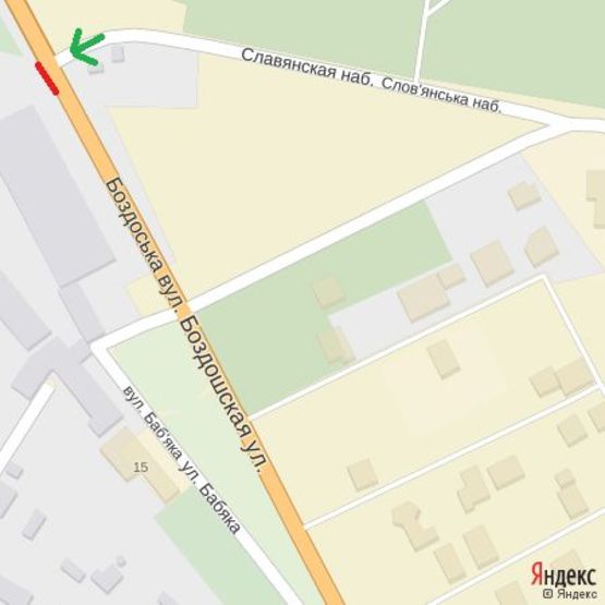 Схема рекламной плоскости по адресу вулБаб'яка -вул.Воз'єднання(перехрестя ) Ужгородприлад, район "нового"моста, напр.-вул.Капушанська