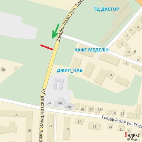 Схема рекламной плоскости по адресу вул.Загорська,61А, автобусна зупинка, рух-Собранецька,Загорська