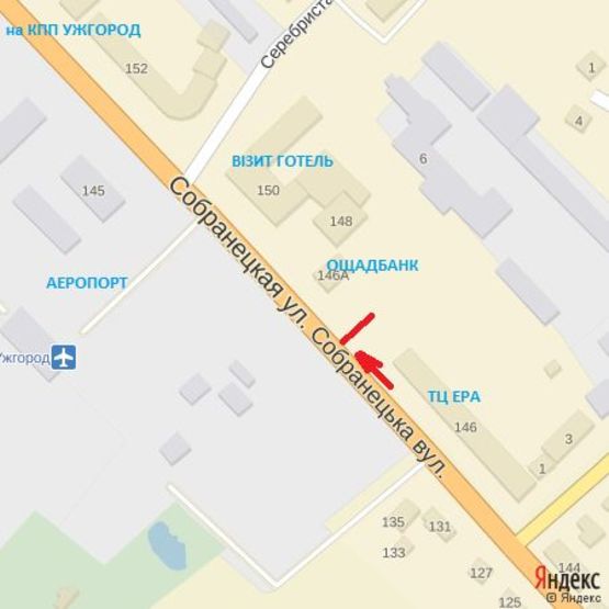 Схема рекламной плоскости по адресу вул.Собранецька,146(Аеропорт), район маг.Ера, напрям-КПП Ужгород