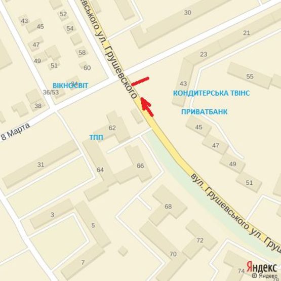 Схема рекламной плоскости по адресу вул.Грушевського-8.Березня (Настуня)