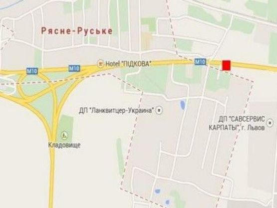 Схема рекламной плоскости по адресу Рясне-Руська, вїзд в місто