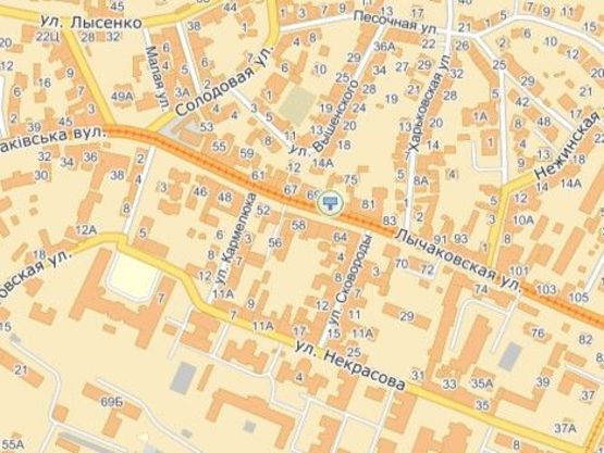 Схема рекламной плоскости по адресу вул.Личаківська 75, з центру, лівий нижній