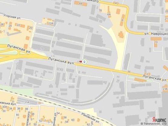 Схема рекламной плоскости по адресу вул.Луганська, с-кет Рукавичка, від Сихова