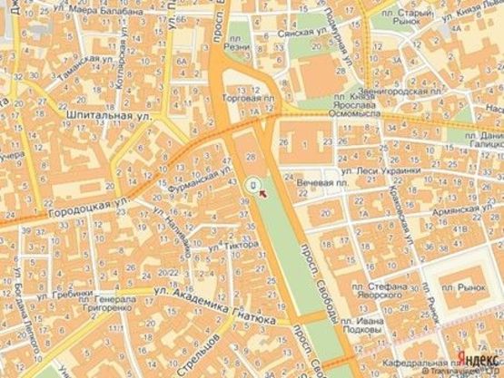 Схема рекламной плоскости по адресу пр.Свободи 28,(оперний театр) ліворуч від входу