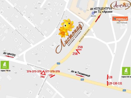 Схема рекламной плоскости по адресу Незалежності-Тисменицька-Івасюка ПРИЗМА лівий