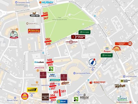 Схема рекламної площини за адресою Галицька-Дністровська ЦУМ  ст.Б