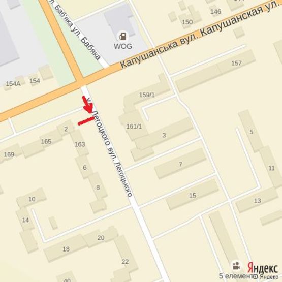 Схема рекламной плоскости по адресу вул.Легоцького-Капушанська-Баб'яка(перехрестя),напрям-Заньковецької