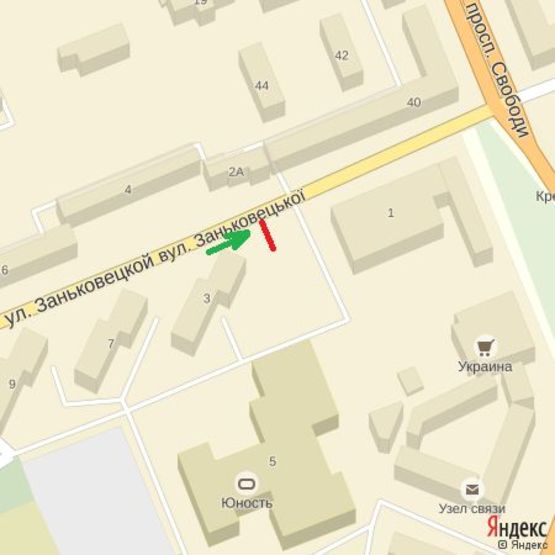 Схема рекламной плоскости по адресу вул.Заньковецької,3,в сторону просп.Свободи
