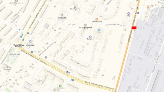 Схема рекламної площини за адресою Ул. Набережная, 150 м. после Деревянного рынка