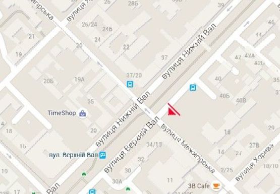 Схема рекламної площини за адресою Верхний Вал ул. - Межигорская ул.