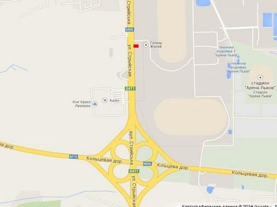 Схема рекламной плоскости по адресу вул.Стрийська,біля готелю Жокей, до центру