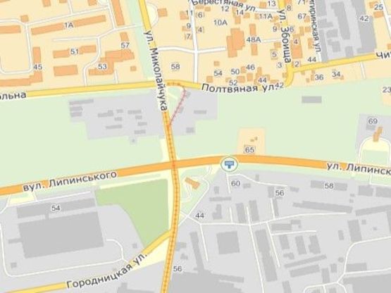 Схема рекламной плоскости по адресу вул.Липинського-вул.Промислова, до центру
