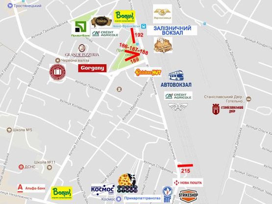 Схема рекламной плоскости по адресу Привокзальна - Гаркуші