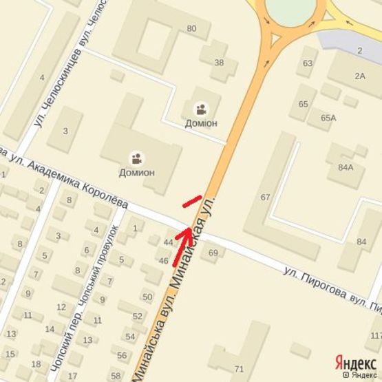 Схема рекламной плоскости по адресу вул.Минайська,42(близ Кінопалацу Доміон), в'їзд до міста з м.Чоп, напр.-центр