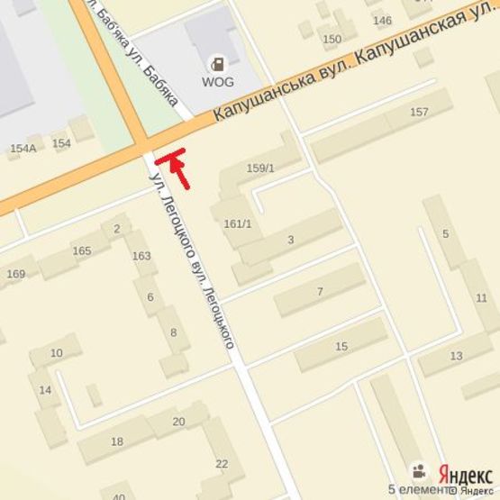 Схема рекламной плоскости по адресу вул.Легоцького-Капушанська-Баб'яка(перехрестя)світлофори, напрям-Баб'яка