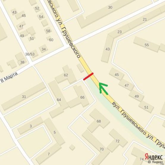 Схема рекламной плоскости по адресу вул.Грушевського (ТПП), напрям-вул.8.Березня