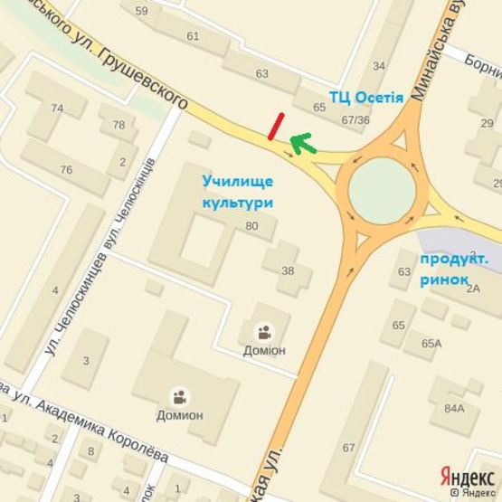 Схема рекламной плоскости по адресу вул.Грушевського (Ніредьгаза), напрям-вул.8.Березня