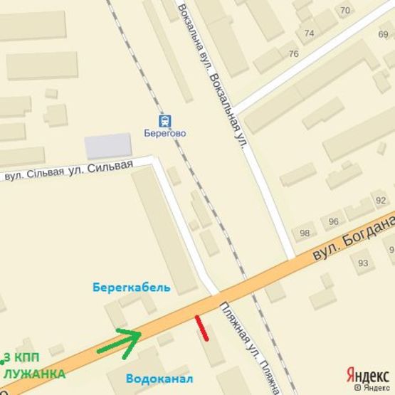 Схема рекламної площини за адресою вул.Б.Хмельницького (Берегкабель), залізн.переїзд, напр.-до центру