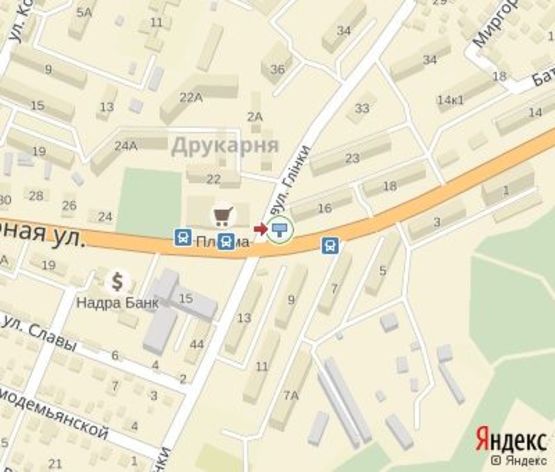 Схема рекламной плоскости по адресу Соборная ул. - Глинки ул.