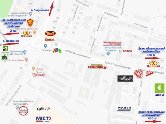 Схема рекламной плоскости по адресу Петлюри - Польова