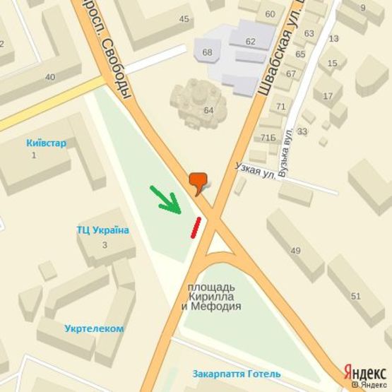 Схема рекламной плоскости по адресу 3х4м пл.Кирила і Мефодія, піш.перехід, автоб,зуп, ТЦ Україна, напр.-Минайська
