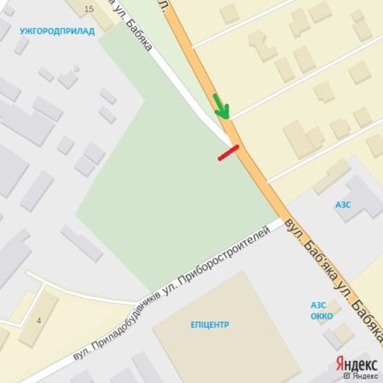 Схема рекламной плоскости по адресу вулБаб'яка - Ужгородприлад, район "нового"моста, напр.-вул.Капушанська