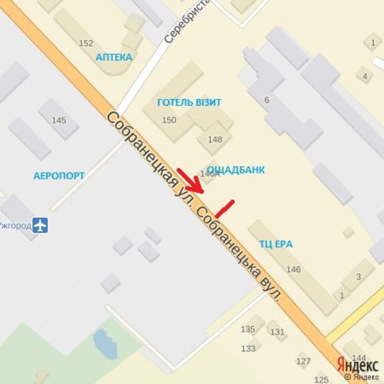 Схема рекламной плоскости по адресу вул.Собранецька,146(Аеропорт), район маг.Ера, напрям-центр