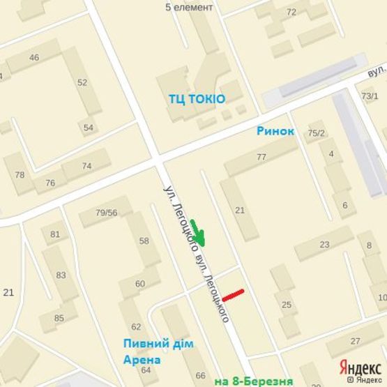 Схема рекламної площини за адресою вул.Легоцького, 25, напрям-вул.8-березня