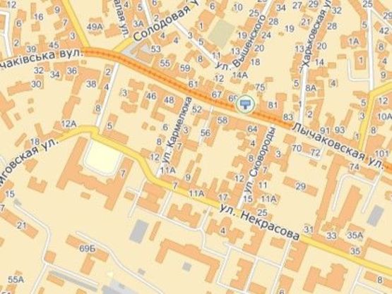 Схема рекламной плоскости по адресу вул.Личаківська 75, з центру, правий верхній