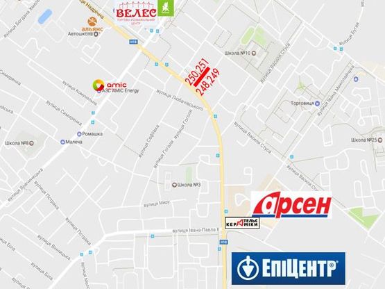 Схема рекламної площини за адресою Івасюка - Стуса