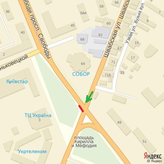 Схема рекламной плоскости по адресу пр.Свободи-вул.Минайська(пішохідний перехід) Універмаг Україна