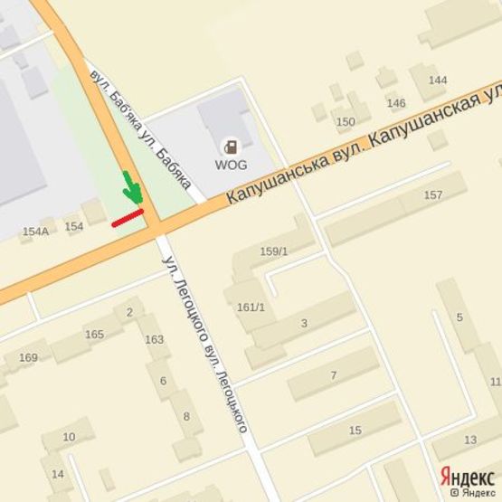 Схема рекламной плоскости по адресу вул.Баб'яка-Капушанська, напрям.вул.Легоцького