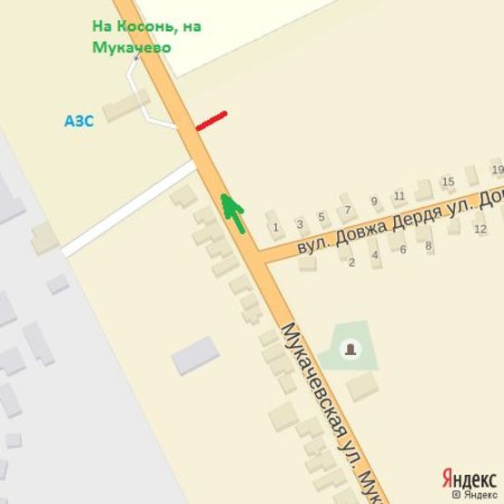 Схема рекламної площини за адресою вул.Мукачівська (АЗС), виїзд з міста в сторону Мукачево,Ужгорода