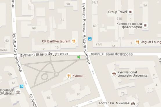 Схема рекламной плоскости по адресу Івана Федорова вул. - Велика Васильківська вул. (№3 навпроти ОК! бара)