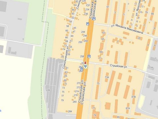 Схема рекламной плоскости по адресу вул.Стрийська 262, біля комплексу Формула Краси, з центру